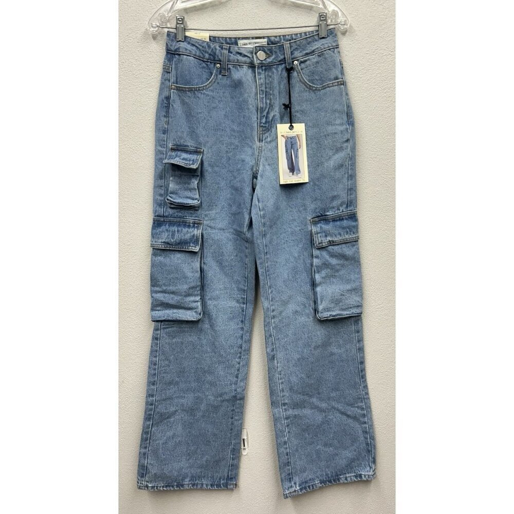 Ban jara High Rise Skater Wide-Leg Cargo Jeans 5/26 Boho Hippie Y2K Grunge Punk - Picture 2 of 8